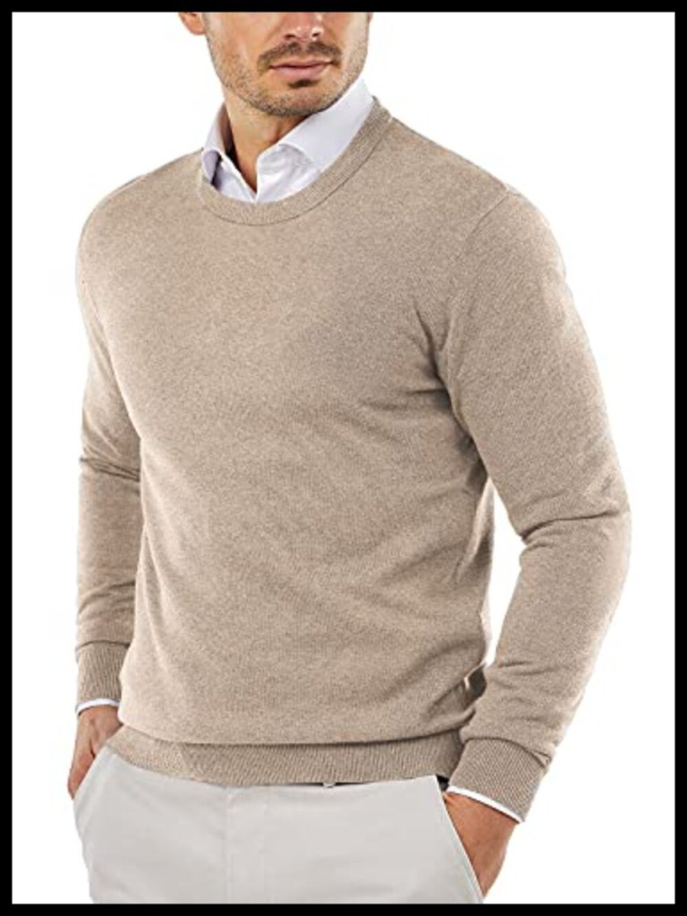 Men's Slim Fit Crewneck Cable Knit Pullover Sweater